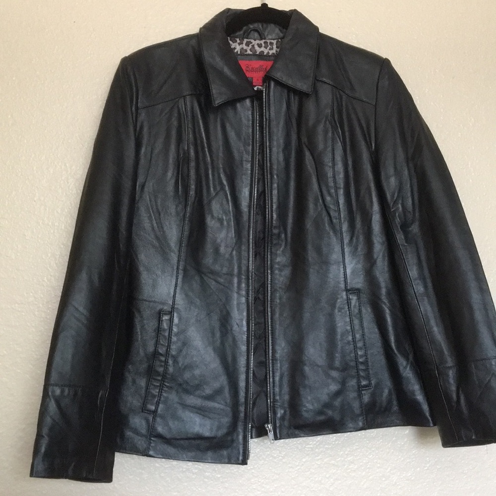 Faux leather zip up jacket
